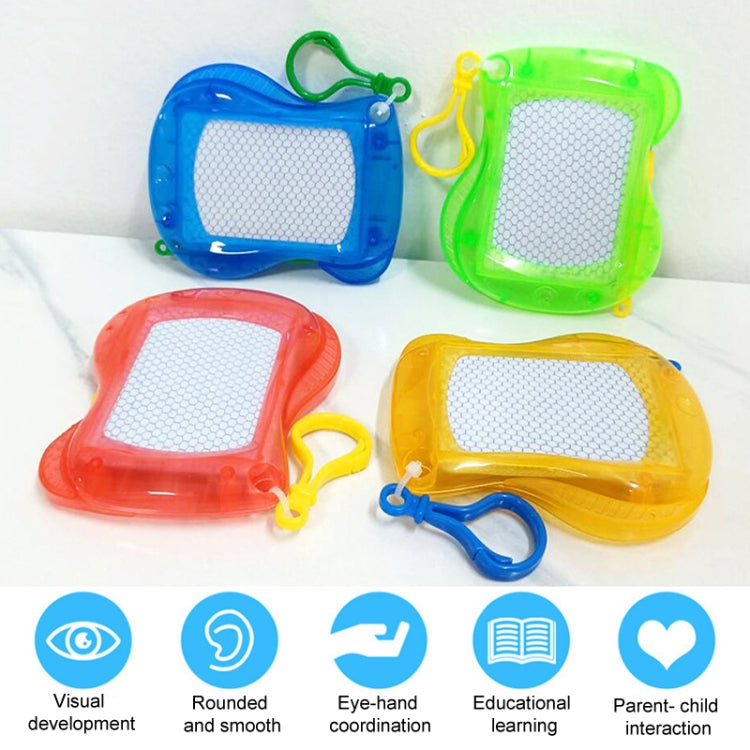 Set of mini magnetic writing boards in blue, green, red, and yellow with white grid screens.