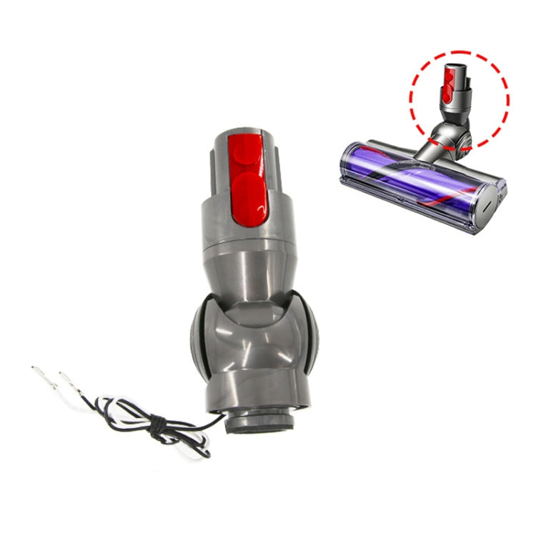 Vacuum direct drive floor head with purple roller and red accents