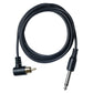 Black power cord with RCA plug and 3.5mm connector, coiled cable with molded ends