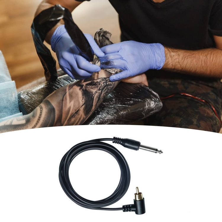 Black coiled power cord with RCA plug and 3.5mm connector, molded strain relief