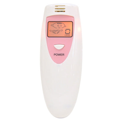 Handheld bad breath detector with pink panel and LCD display, white body