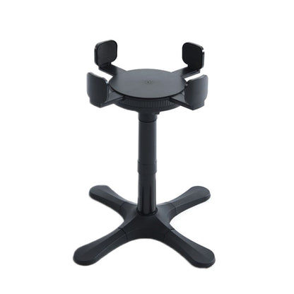 Adjustable pet food bowl height stand, black base with four bowl holders