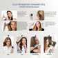 Hot air curling hair dryer brush with smooth, curl, straighten, and dry settings