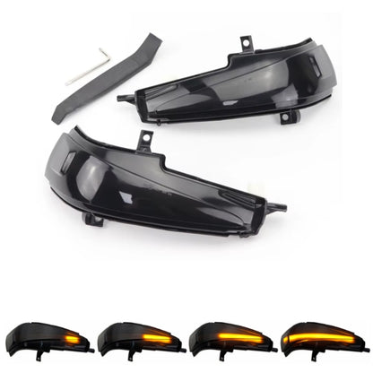 Black LED rearview mirror turn signal lights with amber glow, set of four housings