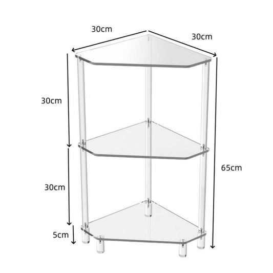 Polygonal 3-Tier Acrylic Wall Corner Table For Living Room Kitchen Bathroom Storage, YX140