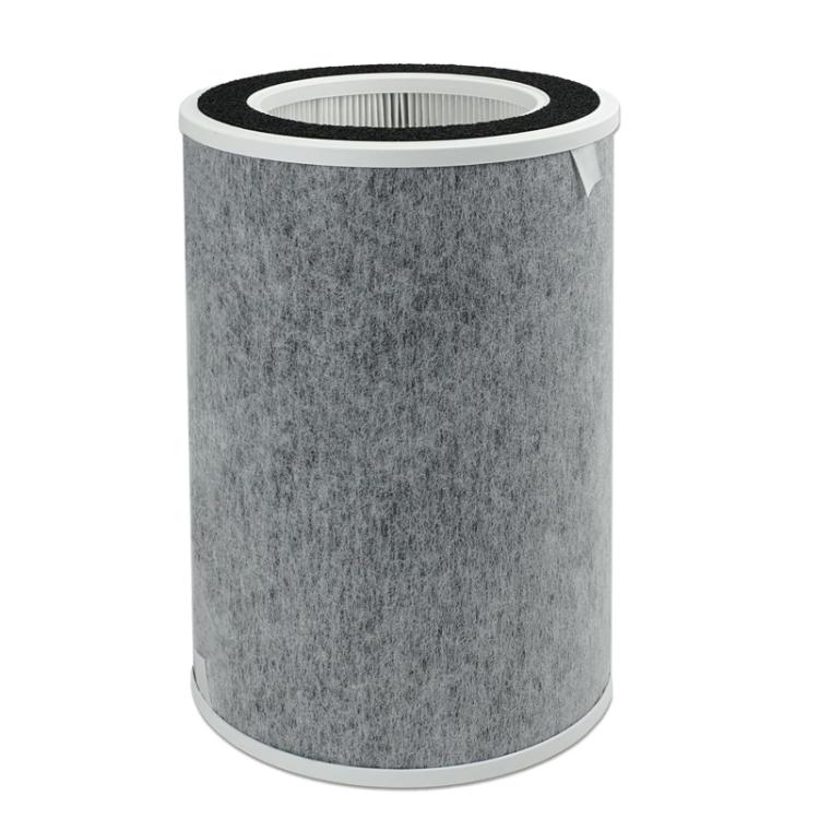 HEPA air purifier replacement filter, grey cylinder with black top ring