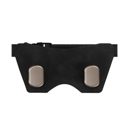 Black car seat organizer with storage strap and two metal hook holders