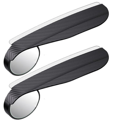 Rearview mirror rain shield cover set with carbon-fiber look and reflective auxiliary lenses, 2 pcs