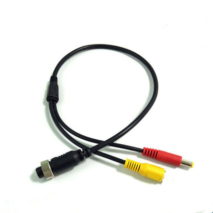 Car camera adapter cable with 4-pin aviation connector and 3-color RCA plugs, 50 cm