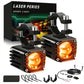40W Motorcycle Wired Switch Integrated Waterproof Demon Eye Spotlight, Orange Light