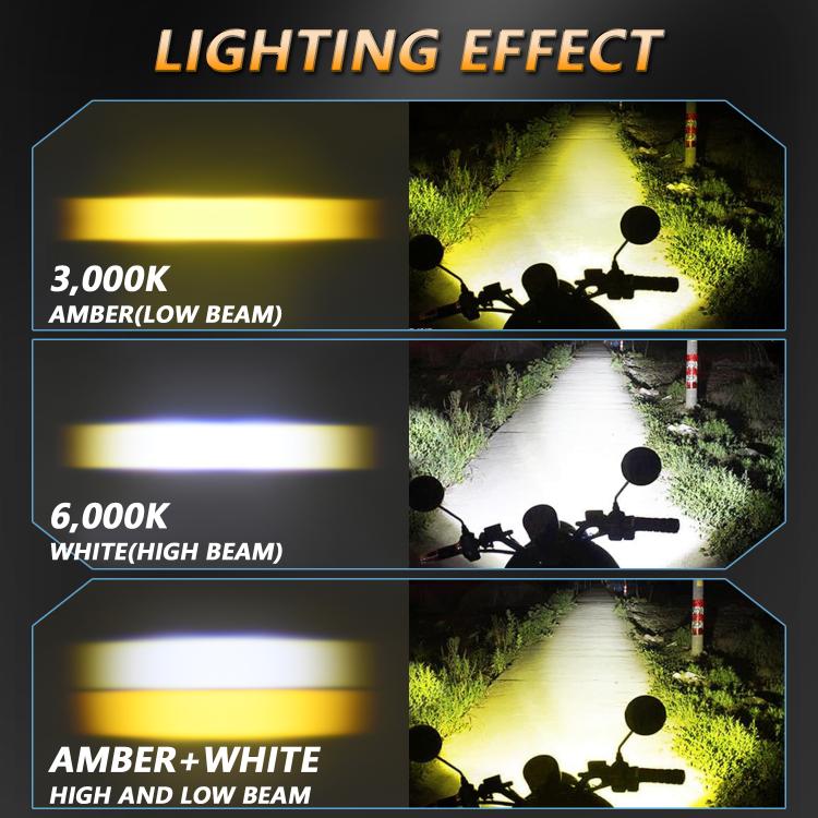 40W Motorcycle Wired Switch Integrated Waterproof Demon Eye Spotlight, Orange Light