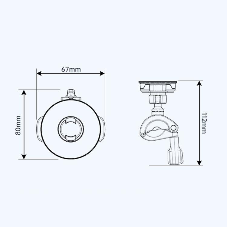 Phone holder size diagram with 67 mm width and 112 mm height