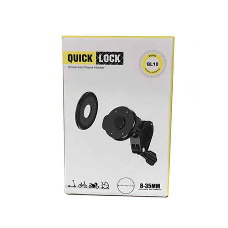 Retail packaging for universal magnetic phone holder QL10 with snap-on mount