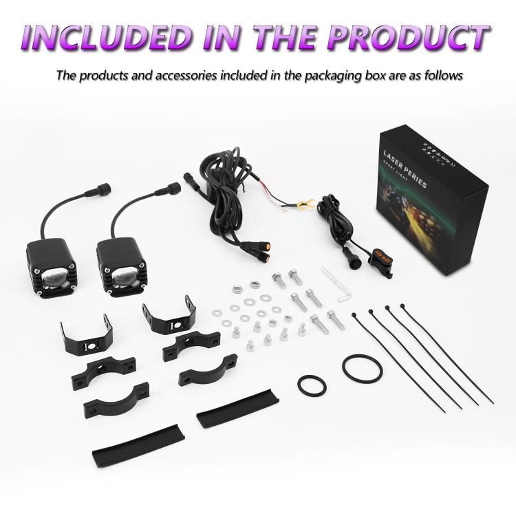40W Motorcycle Wired Switch Integrated Waterproof Demon Eye Spotlight, Purple Light