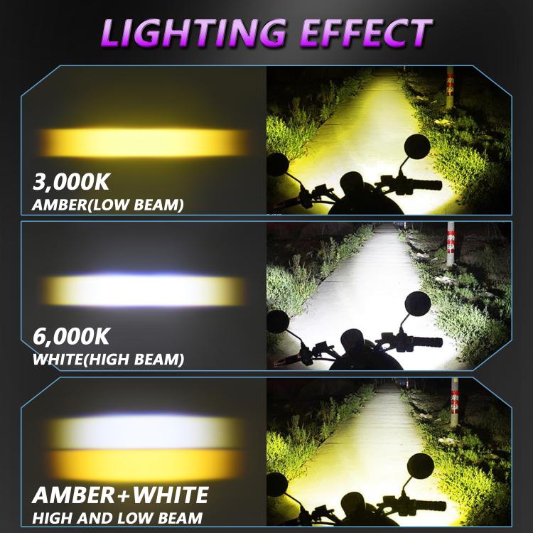 40W Motorcycle Wired Switch Integrated Waterproof Demon Eye Spotlight, Purple Light