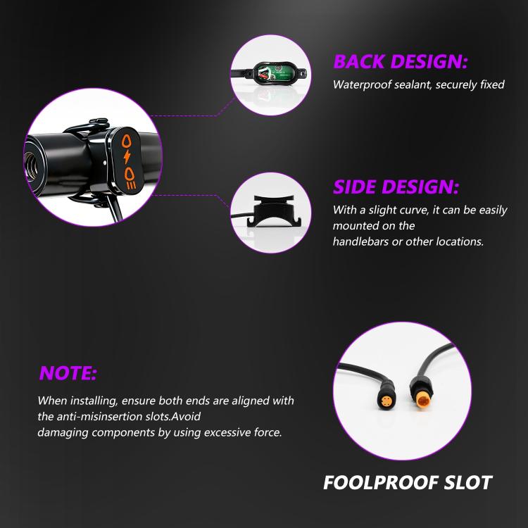 40W Motorcycle Wired Switch Integrated Waterproof Demon Eye Spotlight, Purple Light