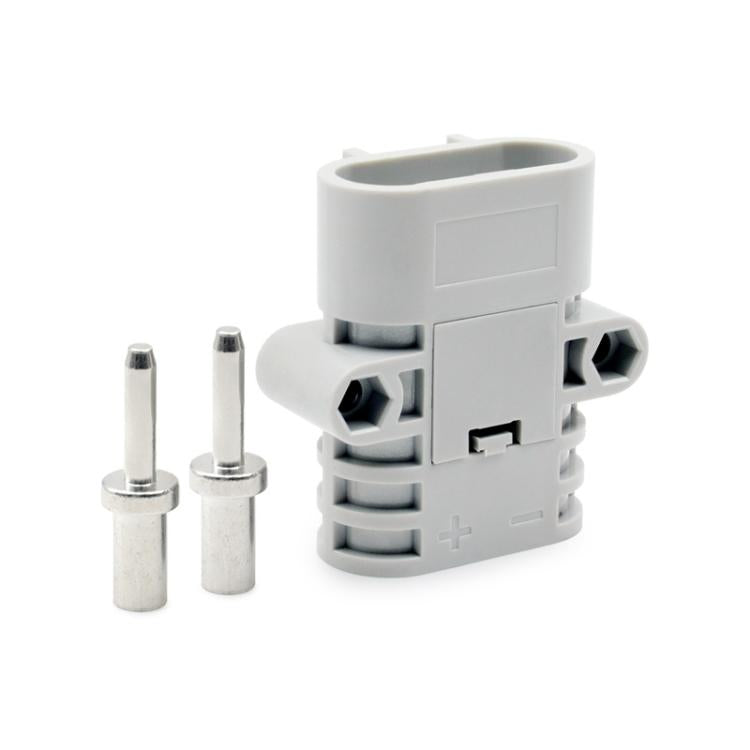 Automotive waterproof connector with gray housing, socket side and two metal pins