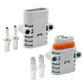 Automotive waterproof power connector pair with gray housings and metal pins