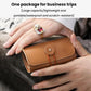 PU jewelry travel pouch with snap strap closure, tan-brown