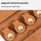 PU jewelry storage compartments with metal button hooks for earrings, tan-brown