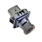 Rearview camera module front view with dark housing and blue inner frame