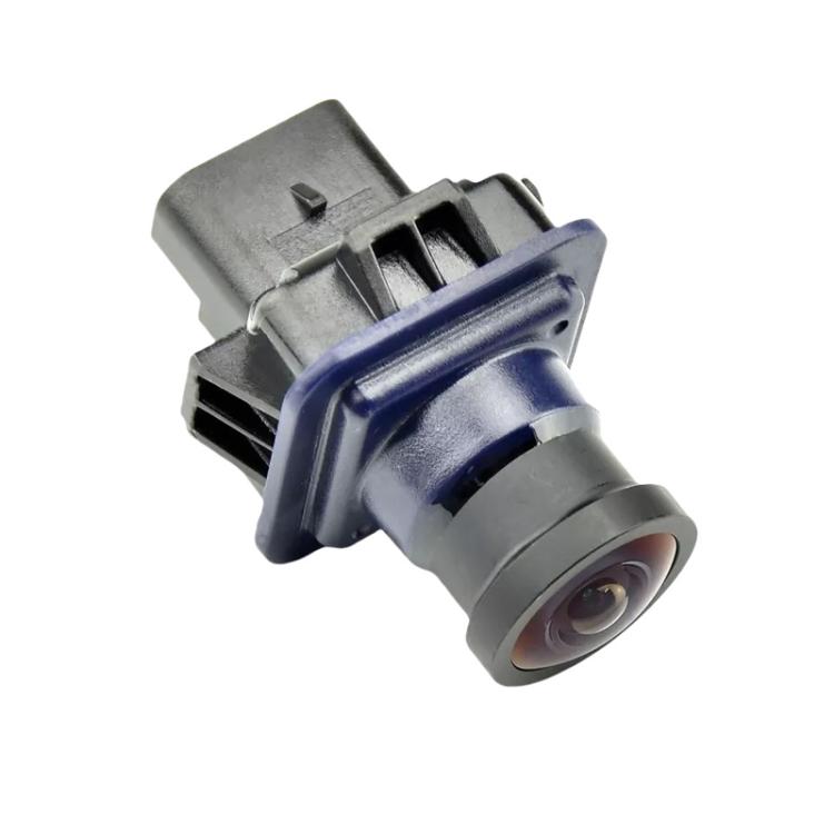Rearview camera module front view with dark housing and blue inner frame