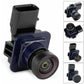 Rear view backup camera with blue housing, black lens, and mounting bracket