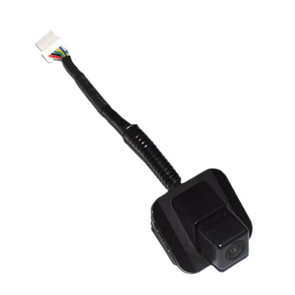 Rear view reversing assist camera with black housing and attached cable