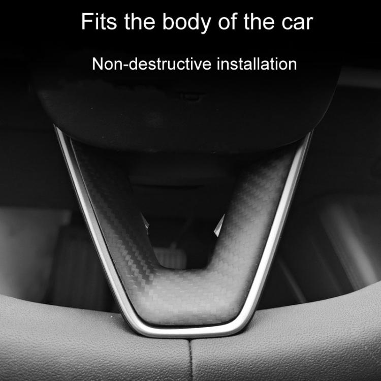 For Tesla Model 3 Car Modification Interior Carbon Fiber Steering Wheel Patch, Matte, Glossy, Red, Froged Pattern