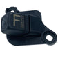 Rearview reversing camera module, black housing, visible lens and label on side