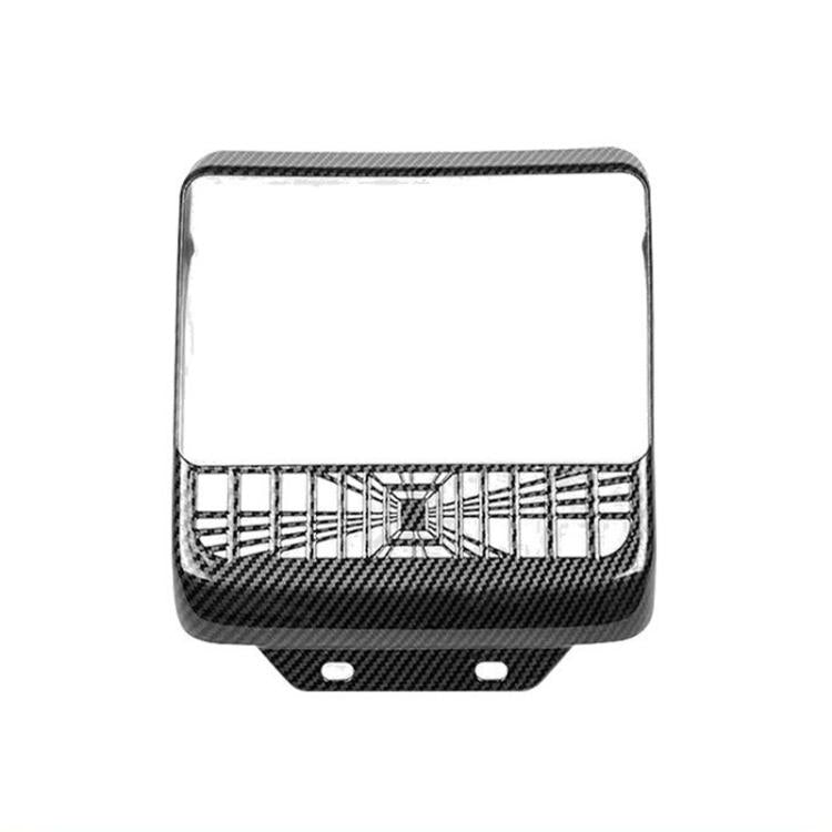 Rear air vent protection frame with carbon-fiber pattern, centered grille and tabs