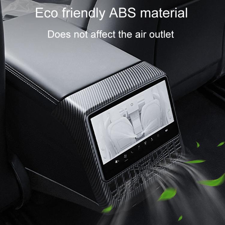 Rear air vent protection frame with carbon-fiber pattern installed on center console
