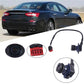 Rearview camera kit with lens, mounting bracket, and wiring connectors