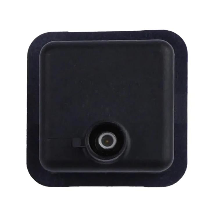 Black rear view reversing camera with centered lens in rectangular square housing