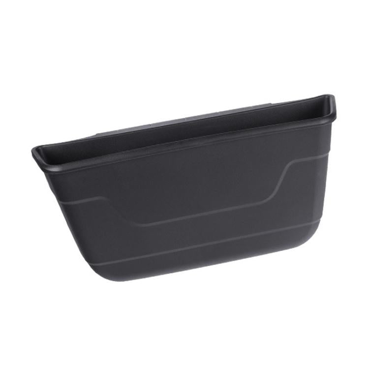 Car seat rear wet/dry storage box, dark gray plastic, open-top bin design
