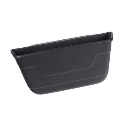 Car seat rear wet/dry storage box, dark gray plastic, open-top bin design