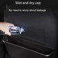 Car seat rear wet/dry storage box with water being poured in, dark gray bin