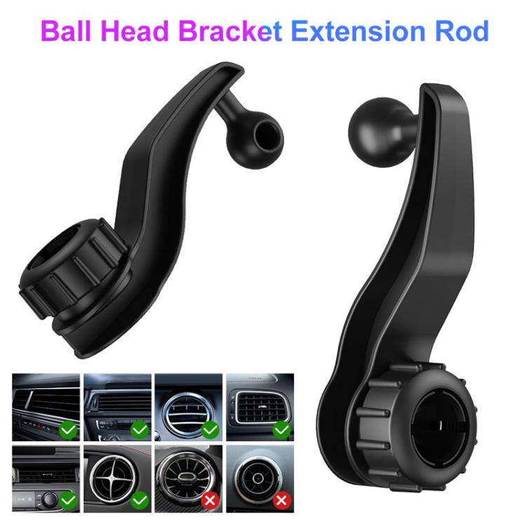 Car air vent phone holder extension rod with ball head bracket, black