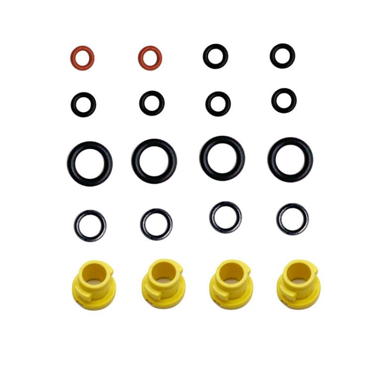 High-pressure washer seal kit: red and black O-rings with yellow sealing rings, set pieces