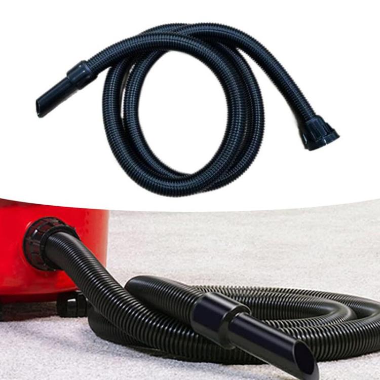 Vacuum cleaner hose accessory with extended dark blue corrugated hose and floor nozzle