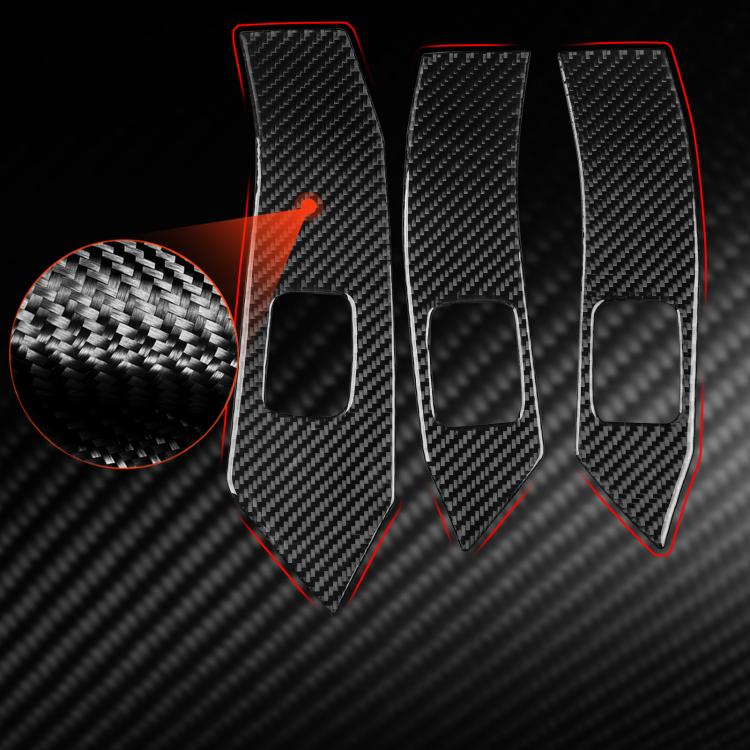 Set of three carbon-fiber lift panel decorative stickers with one-piece cutout center