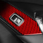 Installed red carbon-fiber lift panel decorative sticker around a rectangular button cover