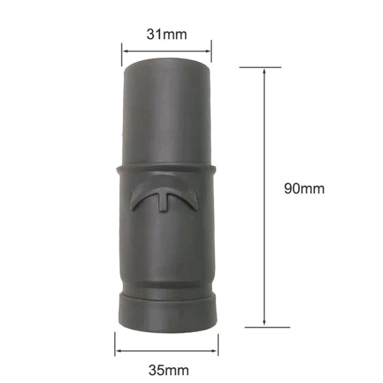 Vacuum hose adapter connecting part, dark gray; measures about 90mm height