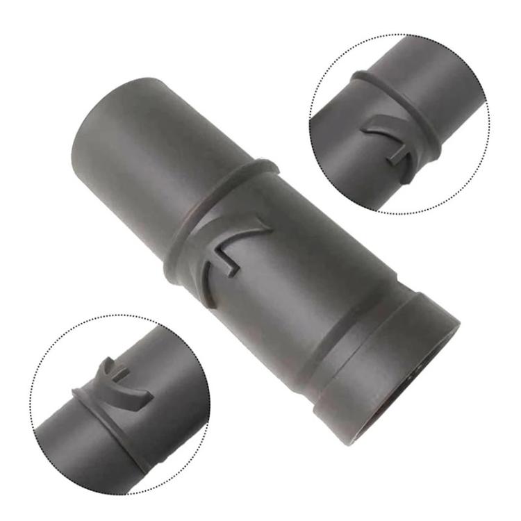 Vacuum hose adapter connecting part with two gray collars and locking tabs