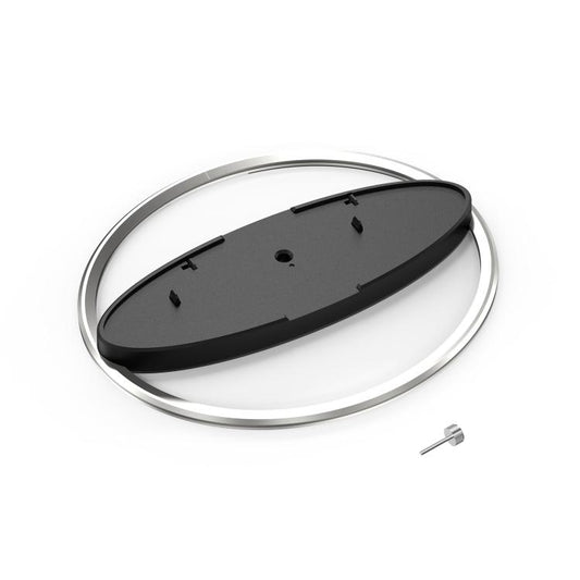 Vertical PS5 console stand base with non-slip oval pad and screws
