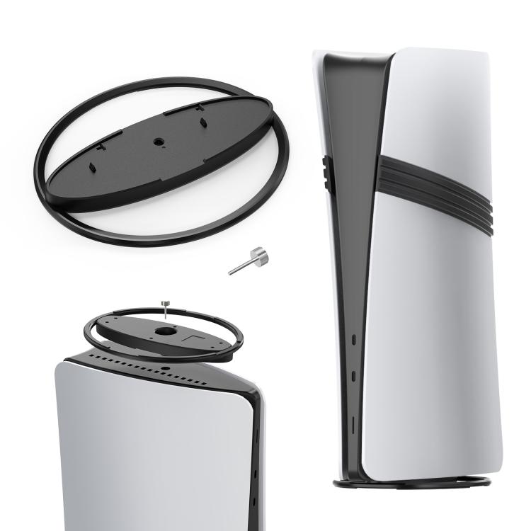 Vertical PS5 console stand with non-slip base and included mounting screws