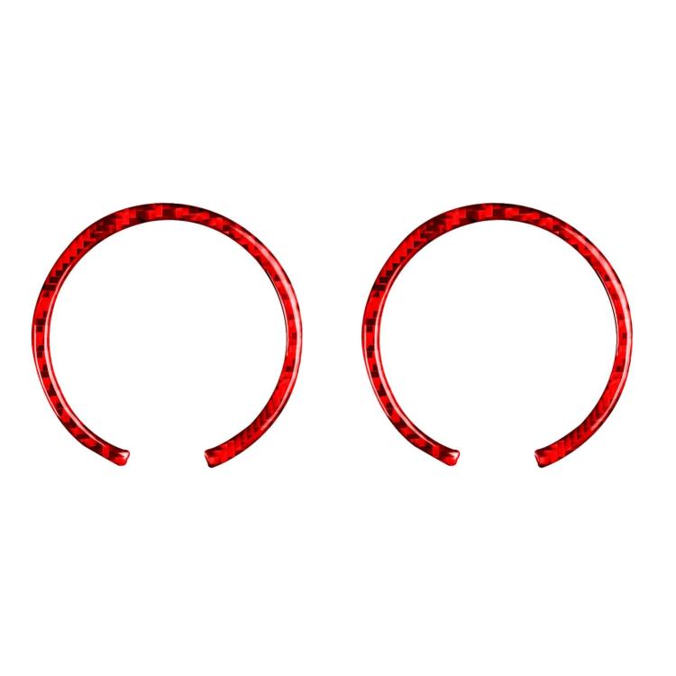 Set of two red dashboard gauge ring stickers with carbon-fiber pattern