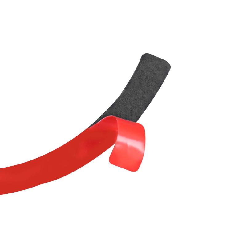 Red dashboard gauge ring sticker with curved gray backing piece