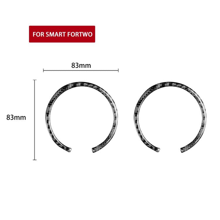Black dashboard gauge ring stickers shown with size diagram for fitment