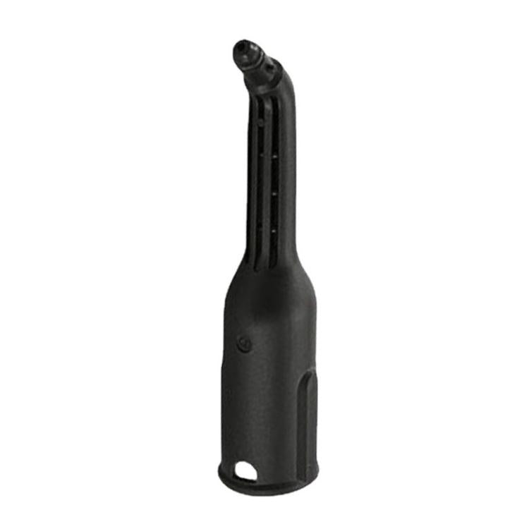 Steam cleaner nozzle extension pipe, dark plastic, angled connection end